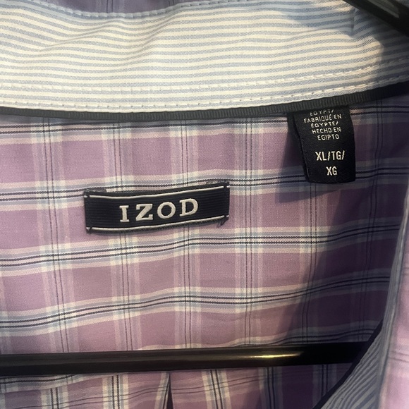 Izod Lavender Checkered Shirt - Picture 2 of 4